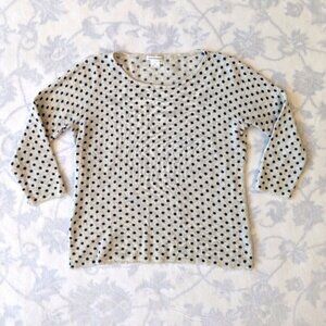 Club Monaco cream and black polka dot wool sweater women's Large